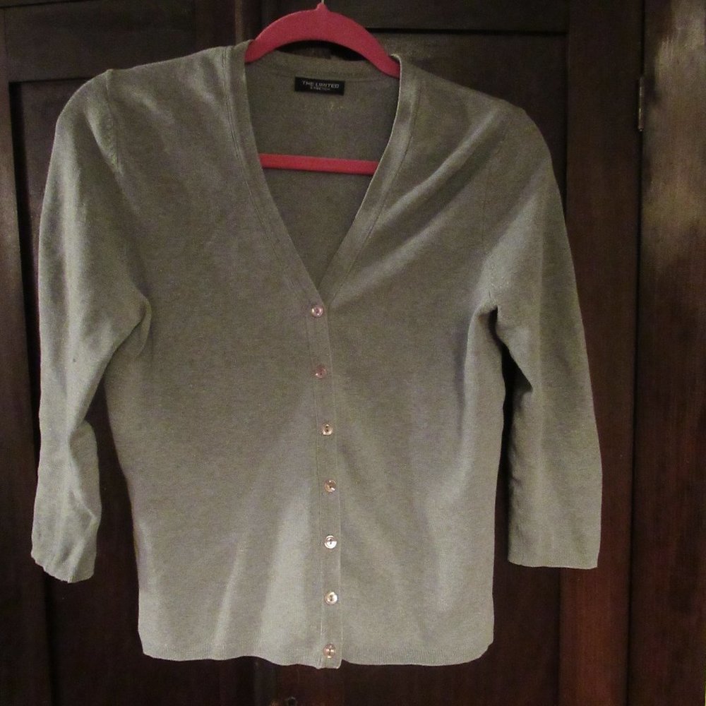 THE LIMITED Stretch Gray Cardigan Small